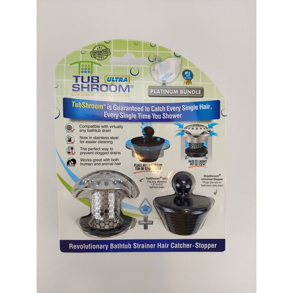 Tub SHROOM Ultra Revolutionary Stainless Steel Strainer Hair Catcher & Stopper - Picture 1 of 4